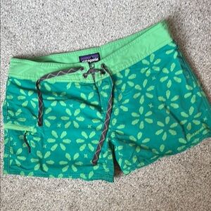 Patagonia Teal and Lime Floral Women's Swim Shorts